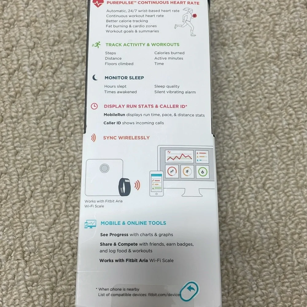 NIB Fitbit Charge HR Wristband Activity Tracker Sz. XLarge Black